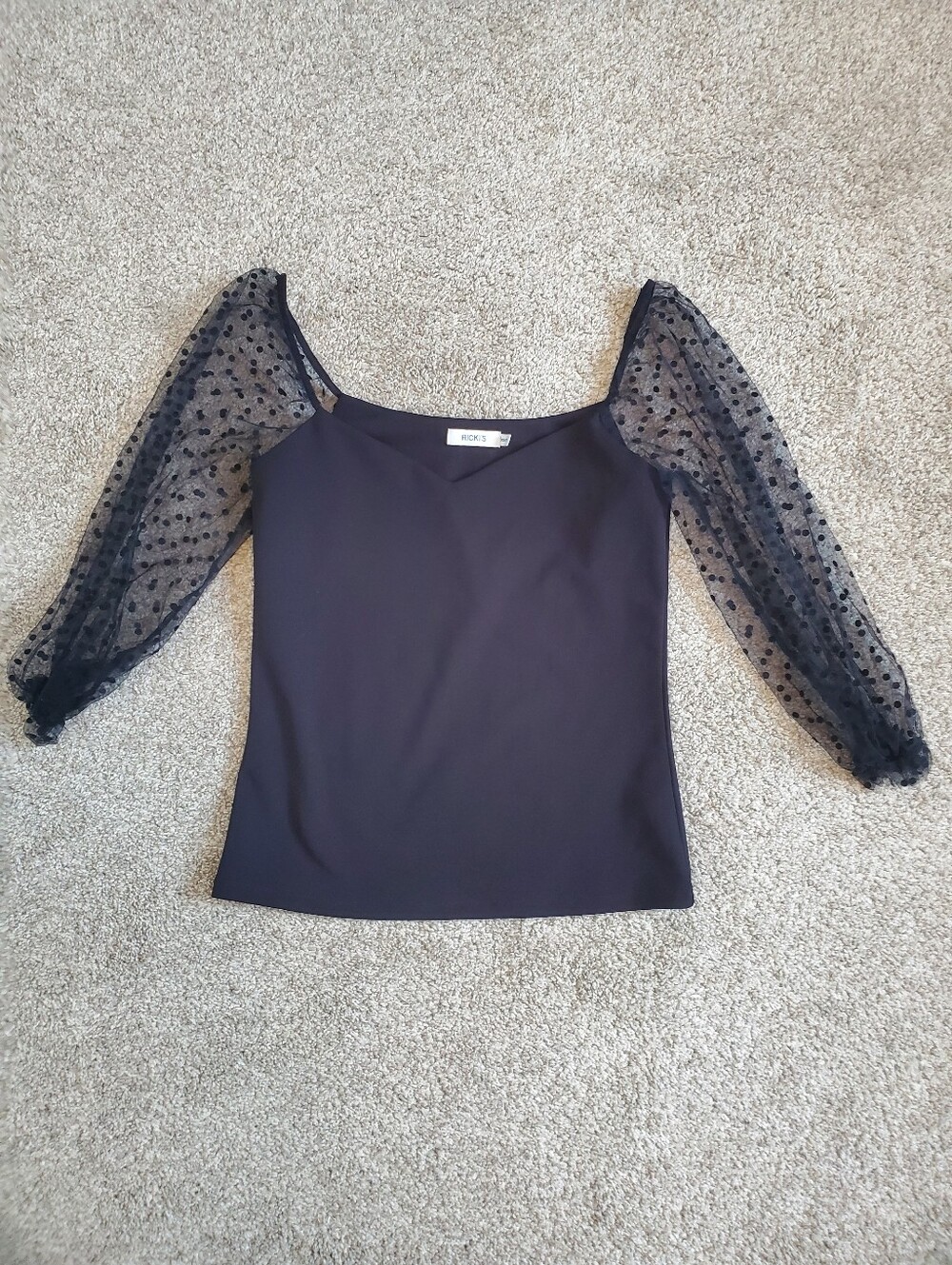 Ricki's Swiss Polka Dot Sheer Puff Sleeve Top